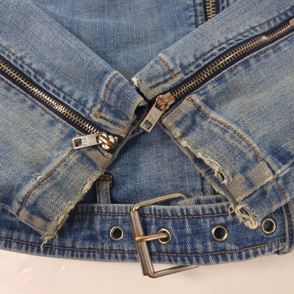 VINTAGE Y2K TOMMY HILFIGER DENIM JACKET WOMENS SIZE XL DISTRESSED STRETCH *FLAWS - Picture 8 of 16